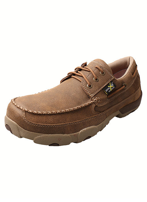 TWISTED X Twisted X Men's Met Guard Safey Toe Boat Shoe Bomber Brown