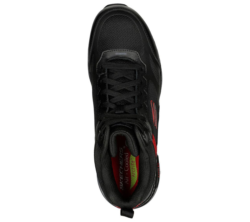Skechers Work Bensen Arch Fit Slip Resistant Black Red Men's
