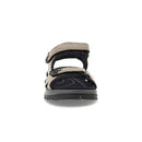 Black and beige sandal on a white background