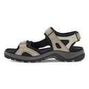 Beige and black sandal on a white background