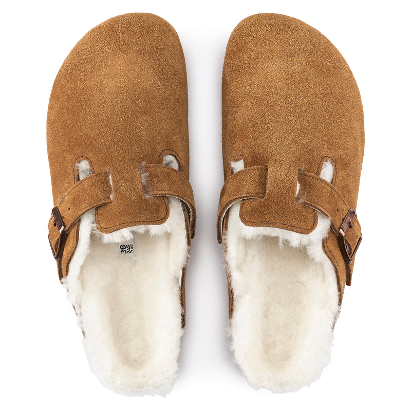 Birkenstock Boston Shearling Mink Suede Leather Unisex  3