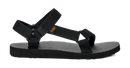 Black sandal with a visible brand logo on a white background