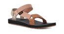 Tan and black sandal on a white background