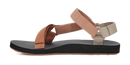 Brown sandal with a black sole on a white background