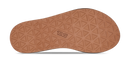 Brown shoe sole with geometric pattern and brand logo on a white background