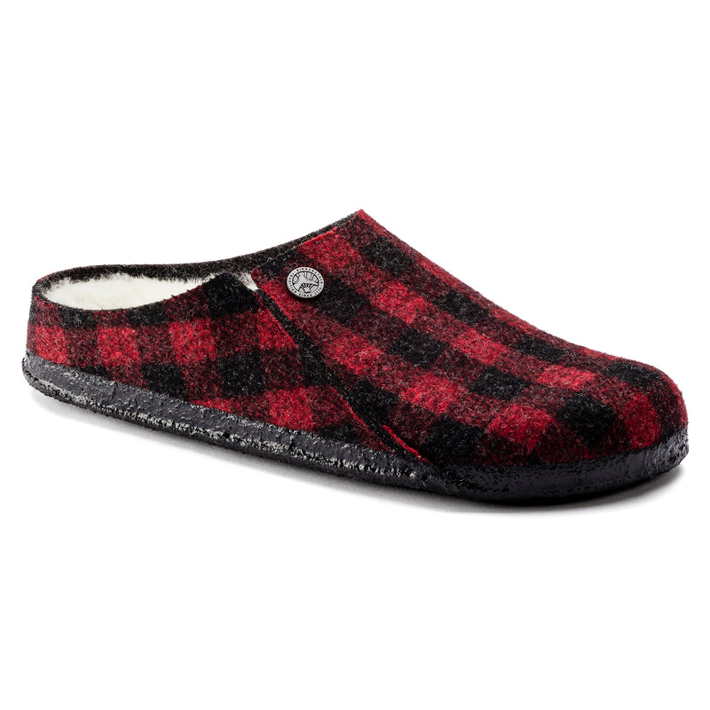 Birkenstock Zermatt Shearling Red Plaid Wool Felt Slipper  2