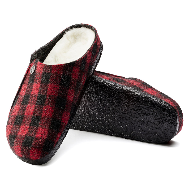 Birkenstock Zermatt Shearling Red Plaid Wool Felt Slipper  1