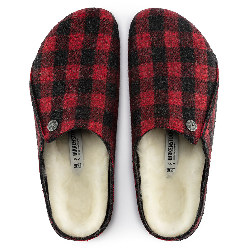 Birkenstock Zermatt Shearling Red Plaid Wool Felt Slipper  3