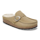 Birkenstock Buckley Shearling Suede Taupe Leather Clogs Women's 2