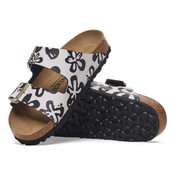 Birkenstock Arizona Blooms Black White Birko-Flor Narrow Womens 1