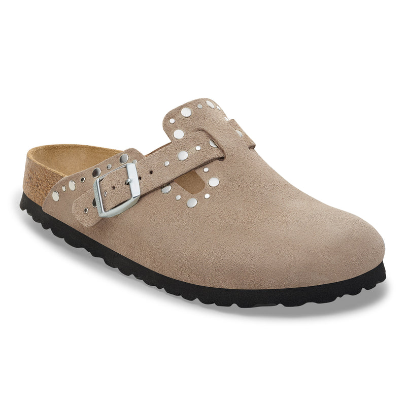 Birkenstock Boston Rivets Taupe Suede Leather Women's  2