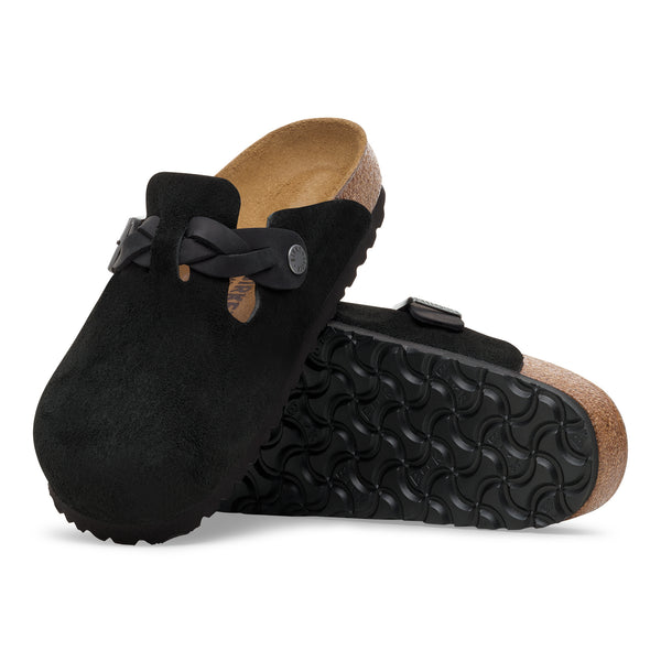 Birkenstock Boston Braided Suede Black Narrow Women's 1