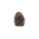 Brown leather shoe on a white background