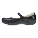 Black shoe with a strap on a white background