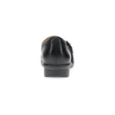 Black leather shoe on a white background