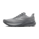 Gray running shoe with 'Brooks' branding on a white background