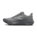 Gray running shoe with 'Brooks' branding on a white background