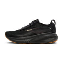 Black running shoe with 'Brooks' branding on a white background