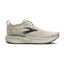 White running shoe with black accents on a white background