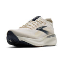 Brooks Glycerin running shoe in off-white and navy blue, shown from a side profile on a white background.