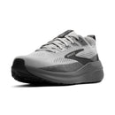 Gray running shoe with 'Brooks' branding on a white background