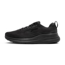 Black running shoe on a white background