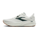 White running shoe with 'Brooks' branding on a white background