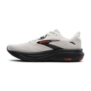 White running shoe with black sole on a white background