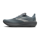Gray running shoe with 'Brooks' branding on a white background