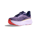 Purple running shoe with a white sole and red accent on a white background