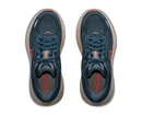 Pair of blue running shoes with orange accents on a transparent background