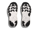 Close-up of a pair of black and white athletic shoe soles on a white background