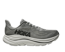 Gray running shoe with 'Hoka' branding on a white background