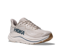 Gray running shoe with 'Hoka' branding on a white background