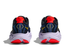 Pair of black and red running shoes with visible brand logo on a white background