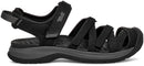 Black sandal with multiple straps on a white background