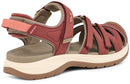 Red sandal with beige sole on a white background