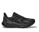 Black running shoe with 'Hoka' branding on a white background