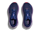 Purple running shoes with 'Hoka' branding on a white background