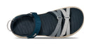 Navy sandal with gray straps on a white background