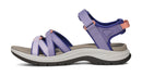 Purple and blue sandal with a white sole on a white background