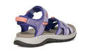 Purple and gray sandal with pink accents on a white background