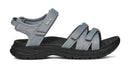 Gray sandals with black soles on a white background