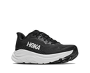 Black Hoka running shoe on a white background