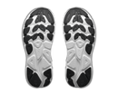 Black and white sole of a shoe with brand logo on a white background