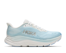 Light blue running shoe with white sole on a white background