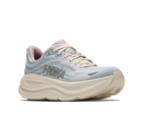 Light blue and pink running shoe with 'Hoka' branding on a white background