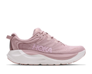 Pink running shoe with white sole on a white background