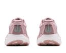 Pair of pink sneakers with white soles on a white background