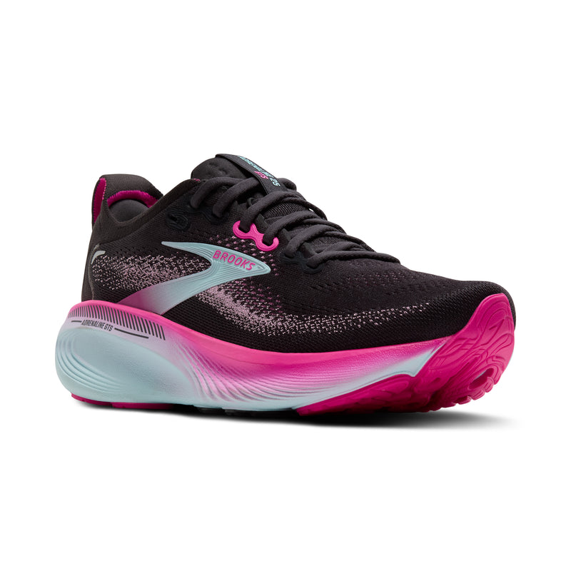 Brooks Adrenaline GTS 25 Black Cyber Pink Iced Aqua Women's 5